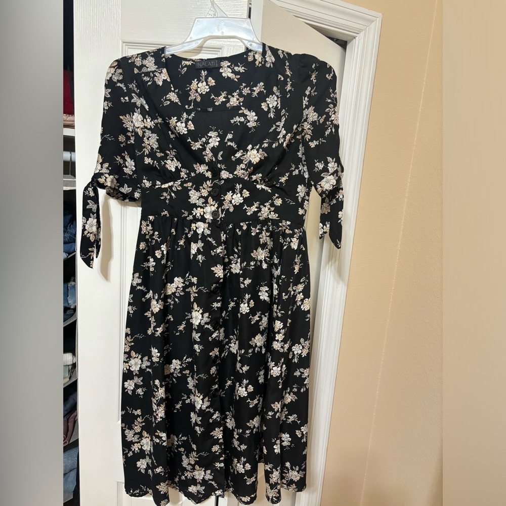 Black floral Midi dress
